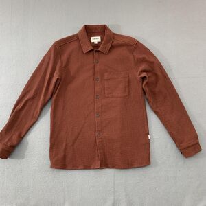 Rhythm Shirt Mens Small Brown Rust Textured Cotton Long Sleeve Button Up Casual